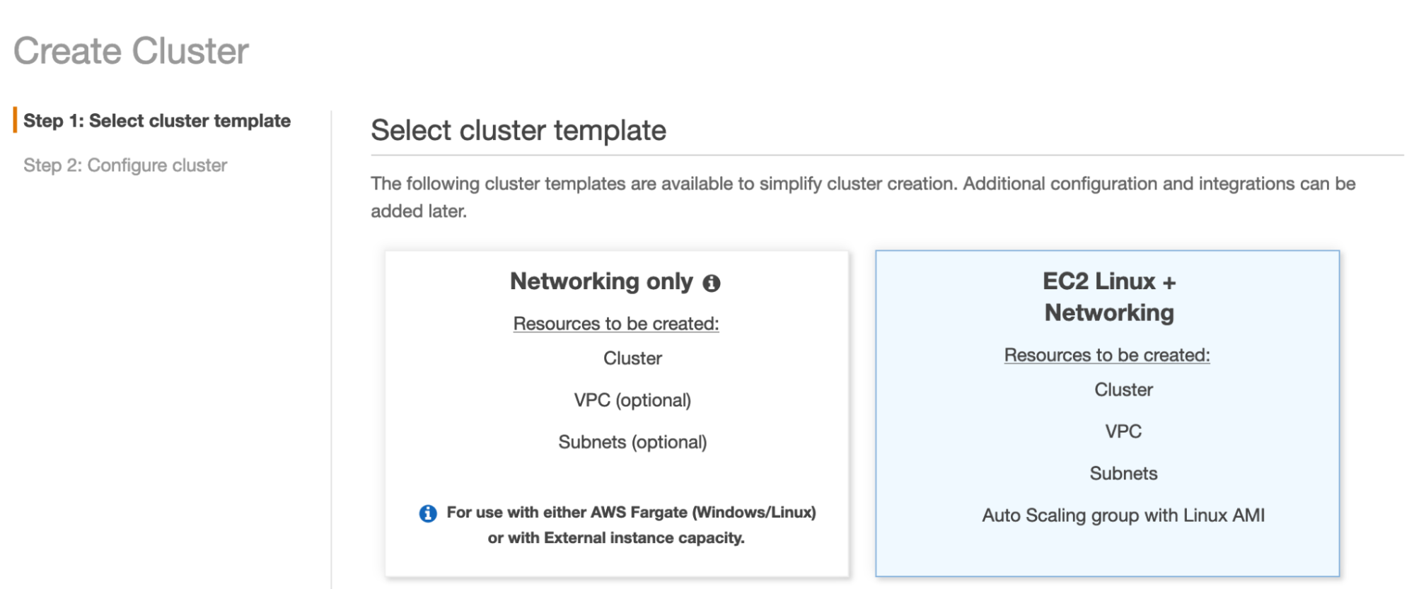 Create ECS Cluster